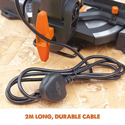 Evolution Power Tools R210CMS Compound Miter Saw Multi-Material Cutting TCT Blade Included Cuts Wood Metal Plastic & More, 45° - 45° Degree Miter & 45˚ Degree Bevel Angles, 1200W, 210mm