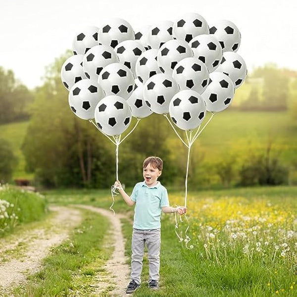 35 Pcs Football Balloons - Black & White Latex Birthday Balloons for Boys, Party Decor Supplies for Football Lovers