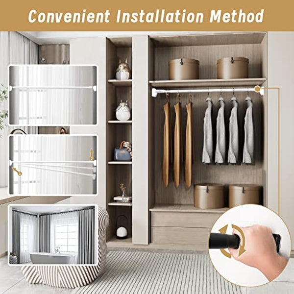 Heavy Duty Tension Pole - 33mm Steel Clothes Rail & Curtain Rod 110-300cm, No Drill Telescopic Pole, Supports 35kg,Multi-Purpose for Drying, Hanging, Bathroom, Kitchen, Wardrobe