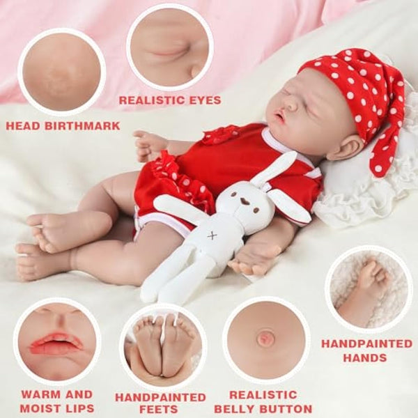 IVITA Full Body Silicone Reborn Baby Doll Newborn Baby Doll Open Mouth Handmade Blue Eyes Soft Baby Doll Girl (WG1528-43cm-2479g-Girl)