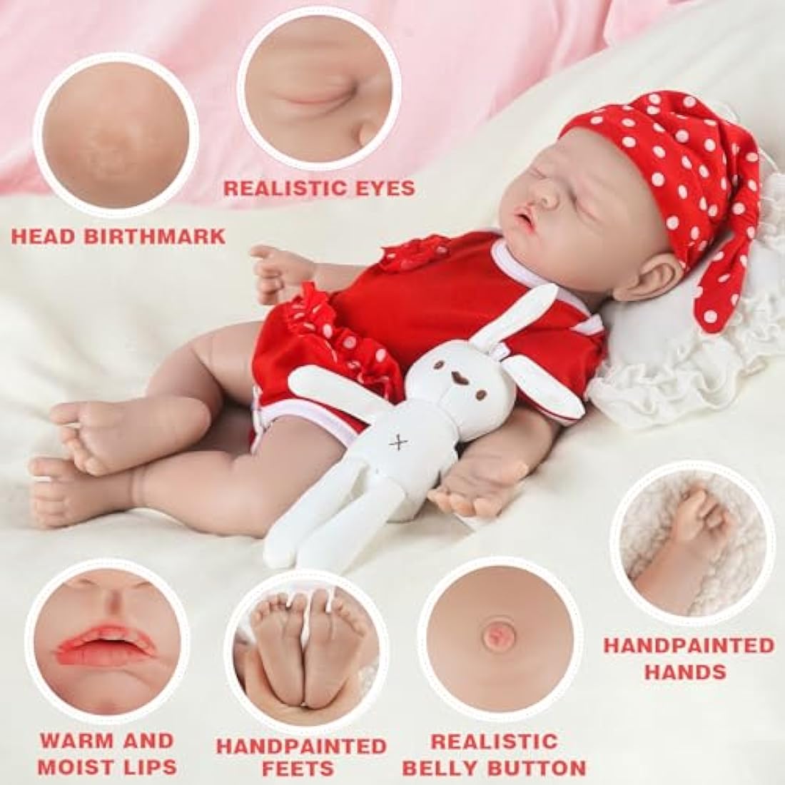 IVITA Full Body Silicone Reborn Baby Doll Newborn Baby Doll Open Mouth Girl (-14inch)