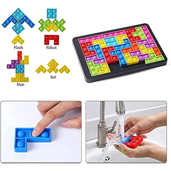 Fidget Jigsaw Pop Game - Satisfying Sensory Anti Stress Popping Puzzle Toy - Stress Relief Squishy Logic Challenge for Kids, Adults for Relaxing - Children's Brain Game - Ideal for special needs - New