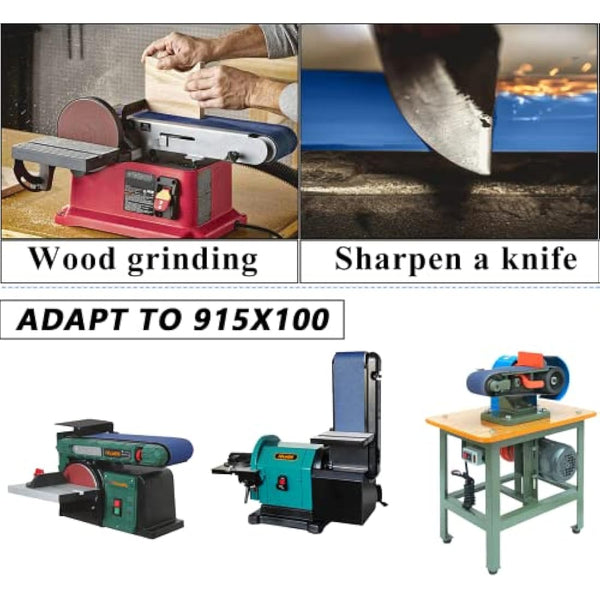 FEIHU Metal sanding belt kit. 100 x 915mm Sanding belts, zirconium corundum/brown corundum belt, 60/80/100/120/240/320 per 2 grit. Sander belts (12 pieces)