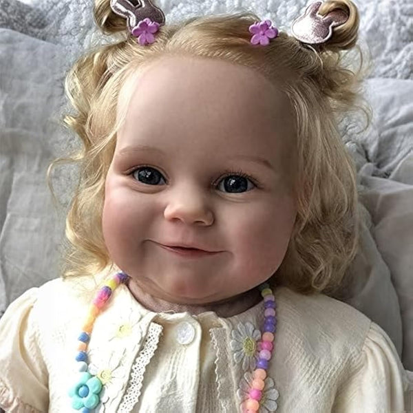 Pinky Reborn Dolls Lovely 24 inch 60 cm New Reborn Maddie Girl Doll with Rooted Blonde Hair Soft Cuddle Body Toys