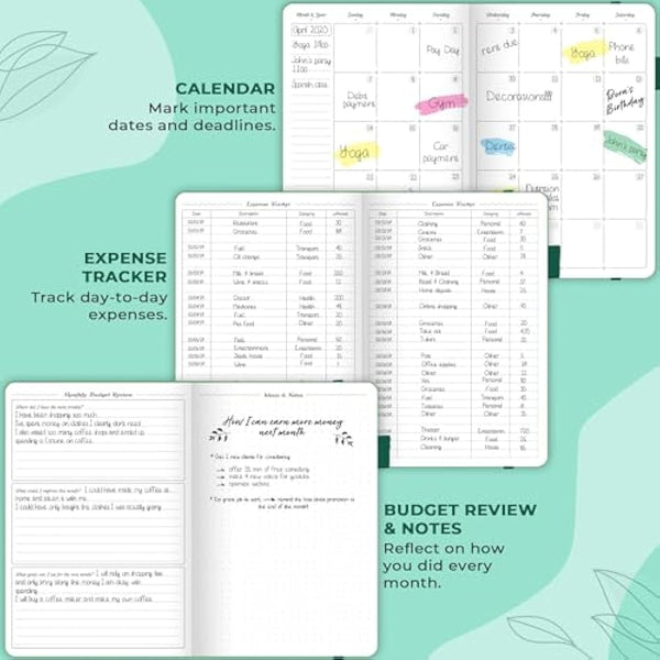 GoGirl Budget Planner – Monthly Financial Planner Organizer Budget Book. Expense Tracker Notebook Journal to Control Your Money. Undated – Start Any Time, 13.5x19cm, Lasts 1 Year – Emerald