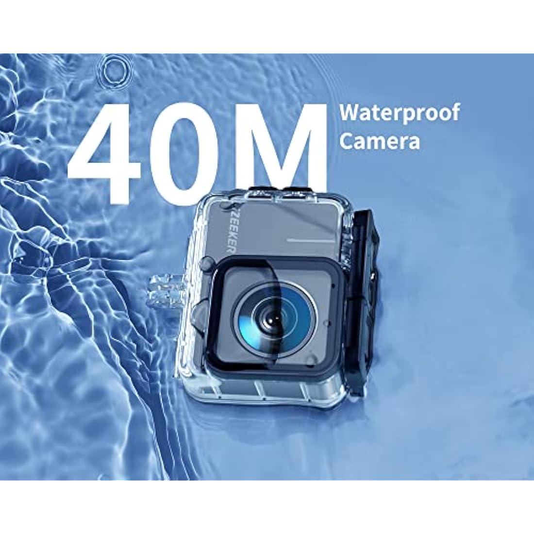 iZEEKER Action Camera 4K 20MP, 40M Waterproof Underwater Camera for Snorkeling, Camcorder with EIS, Helmet Camera with 2" Touchscreen, 170°Wide Angle, 2 Batteries, WiFi, Remote Control, Accessories