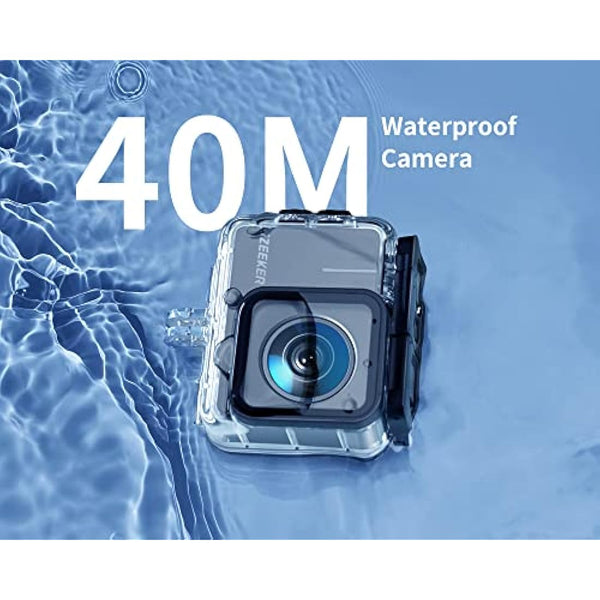 iZEEKER Action Camera 4K 20MP, 40M Waterproof Underwater Camera for Snorkeling, Camcorder with EIS, Helmet Camera with 2" Touchscreen, 170°Wide Angle, 2 Batteries, WiFi, Remote Control, Accessories