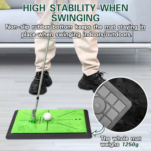 Golf Training Mat, LIBERRWAY Golf Mat Analysis Swing Path with 1 Replacement, Outdoor/Indoor Golf Swing Trainer Portable Golf Practice Mat for