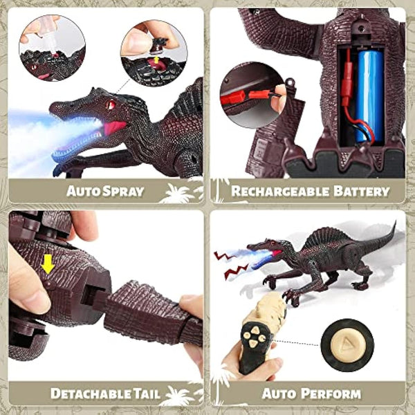 FRUSE Remote Control Dinosaur Toys for Boys,Electric RC Walking Robot Dinosaur w/Light Tracing,Spray Mist,LED Light,Roaring,Jurassic Dinosaur Toys,Present for Kids Girls Age 3 4 5 6 7 8