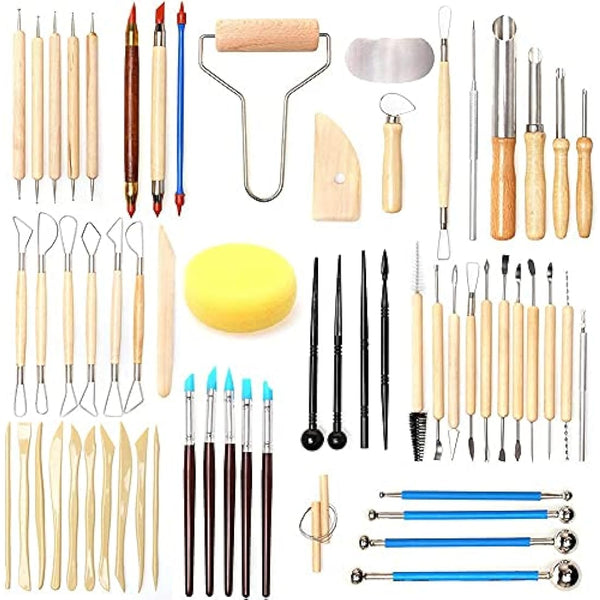 61pcs Ceramic Tools Clay Sculpting Set, Polymer Clay Tools Clay Sculpting Tools, Pottery Carving Tool for Engraving Modeling Embossing Shaping Art DIY