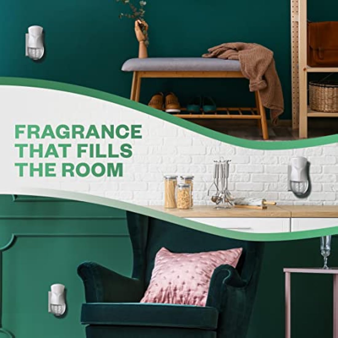 Air Wick| White Vanilla Bean| Plug in Electrical Essential Oils Air Freshener Kit Gadget and Refill| Pack of 4