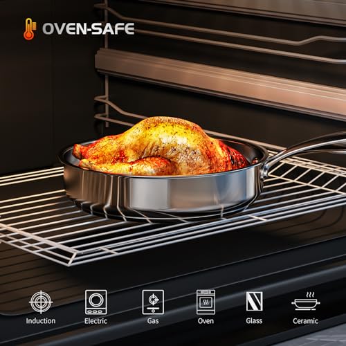 16-Piece Stainless Steel Saucepan Set, Induction Pots and Pans Set with Steamer & Glass Lids, Kitchen Cookware Set with Utensil Set Pot Protectors and