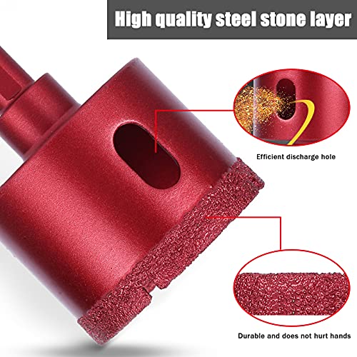 11 Pcs Tile Hole Cutter Set Diamond Drill Bit Kit Brazing Core Hole Saw Set Hole Saws Mandrels 6mm - 50mm, Hollow Core Drill Bit Set for Glass, Porcelain, Ceramic, Granite Stone