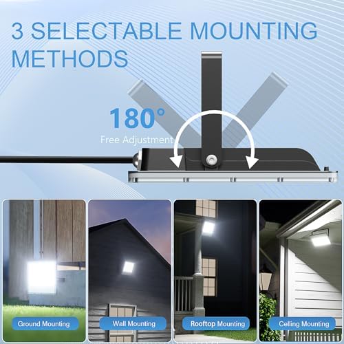 YIQIBRO LED Security Lighting Floodlight 300W - 30000LM IP67 Waterproof Outdoor Flood Lights Mains Powered, 7000K Cold White Outside Lights Mains Powered for Garden, Patio, Yard(2 Pack)