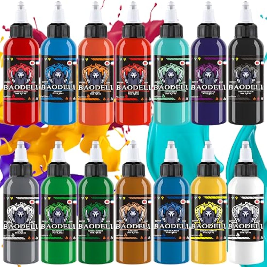 DLD Dazzling Vivid Colour Tattoo Ink Kit Professional 14 Bottles (1oz Each) Tattoo Kit EU Standard Pigments 30ml Tattoo Supplies