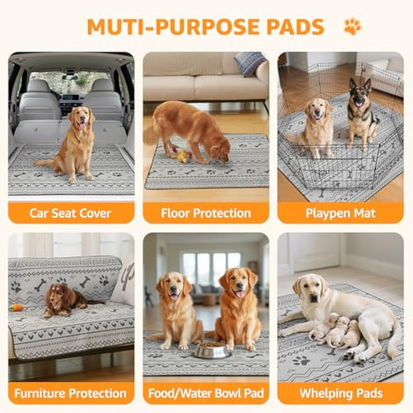 PICK FOR LIFE Reusable Puppy Pads, 2 Pack Washable Puppy Pads, Super Absorbent Leak-Proof and Non-Slip Dog Mat Pee Pads for Dog, Fast Drying Training Pads for Home, Playpens, Crates, Car - 90x120cm