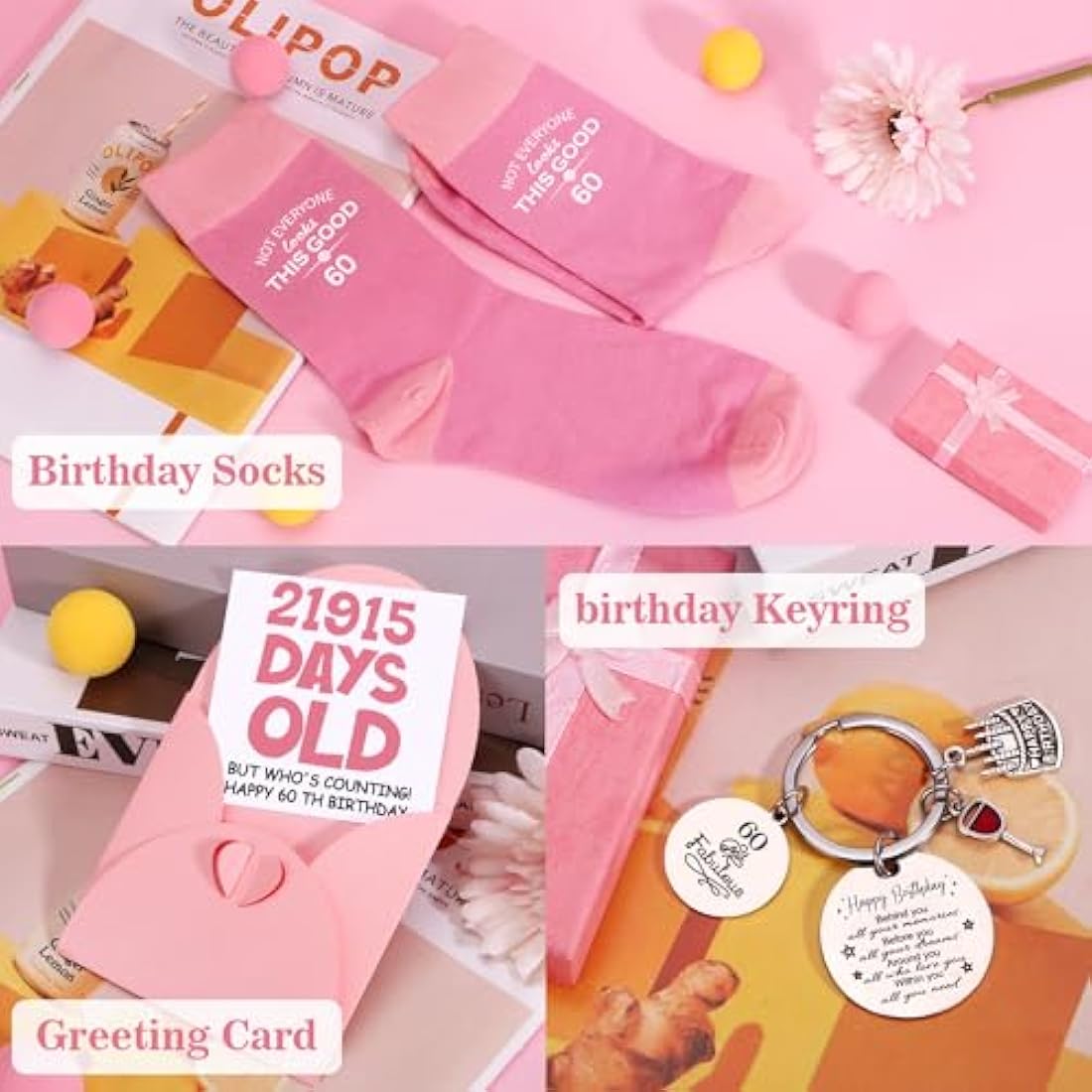 60th Birthday Gifts for Women, Happy 60th Birthday Hamper for Her, 60 Year Old Lady Gifts, Birth-Day Pamper Box for Mum Grandma Best Friend Sister Turning 60, Personalised 60 th Birthdays Present