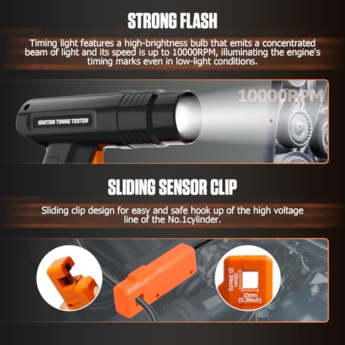 VKALTUL Timing Light,12V Strobe Timing Light Gun,Automotive Ignition Engine Timing Light for Cars Motorcycle Automotive