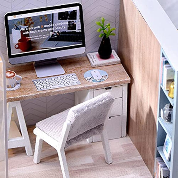 CUTEBEE Dollhouse Miniature with Furniture, DIY Wooden DollHouse Kit Plus Dust Proof and Music Movement, 1:24 Scale Creative Room Idea-L32