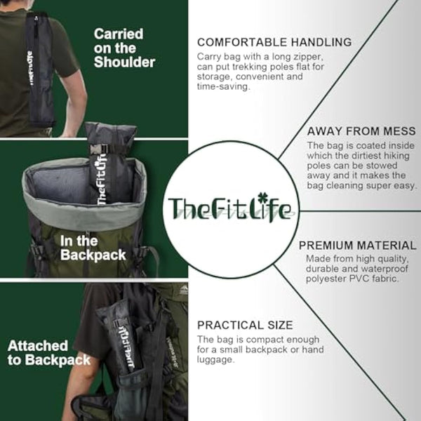 TheFitLife Collapsible Trekking Poles for Hiking – Lightweight Folding Walking Sticks for Men and Women with Extra-Long Foam Handle and Metal Flip Lock