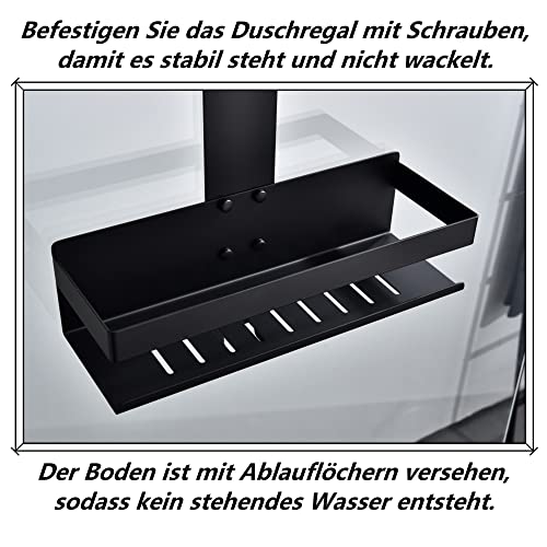 HomeHeng Shower Caddy Hanging, 2-Store Shower Basket Double Shower Shelf for Hanging the Shower Screen, Bathroom Shelf with Hooks, SUS304 Stainless