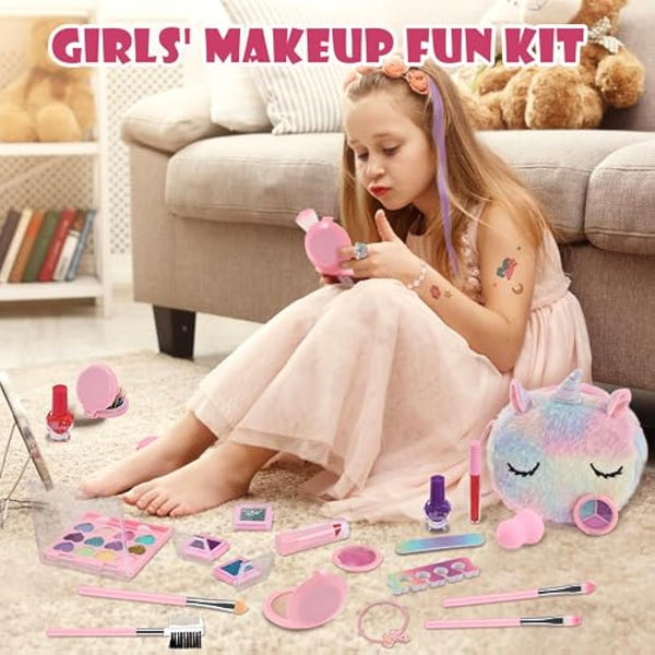 Anpro Pretend Makeup Sets for Girls, Kid-Safe Washable Fake Play Real Make up Set Starter kit, Childrens Princess Pretend Play Toys Presents, Birthday Toys Gift for 3 -12 Years Old Girl