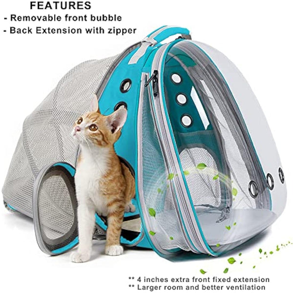 Interfashioner® Large Cat Backpack Carrier, Front & Back Extension Clear Pet Buble Backpack Carrier for Fat Cat Small Dog up to 9kgs, Backpack for Large Cats