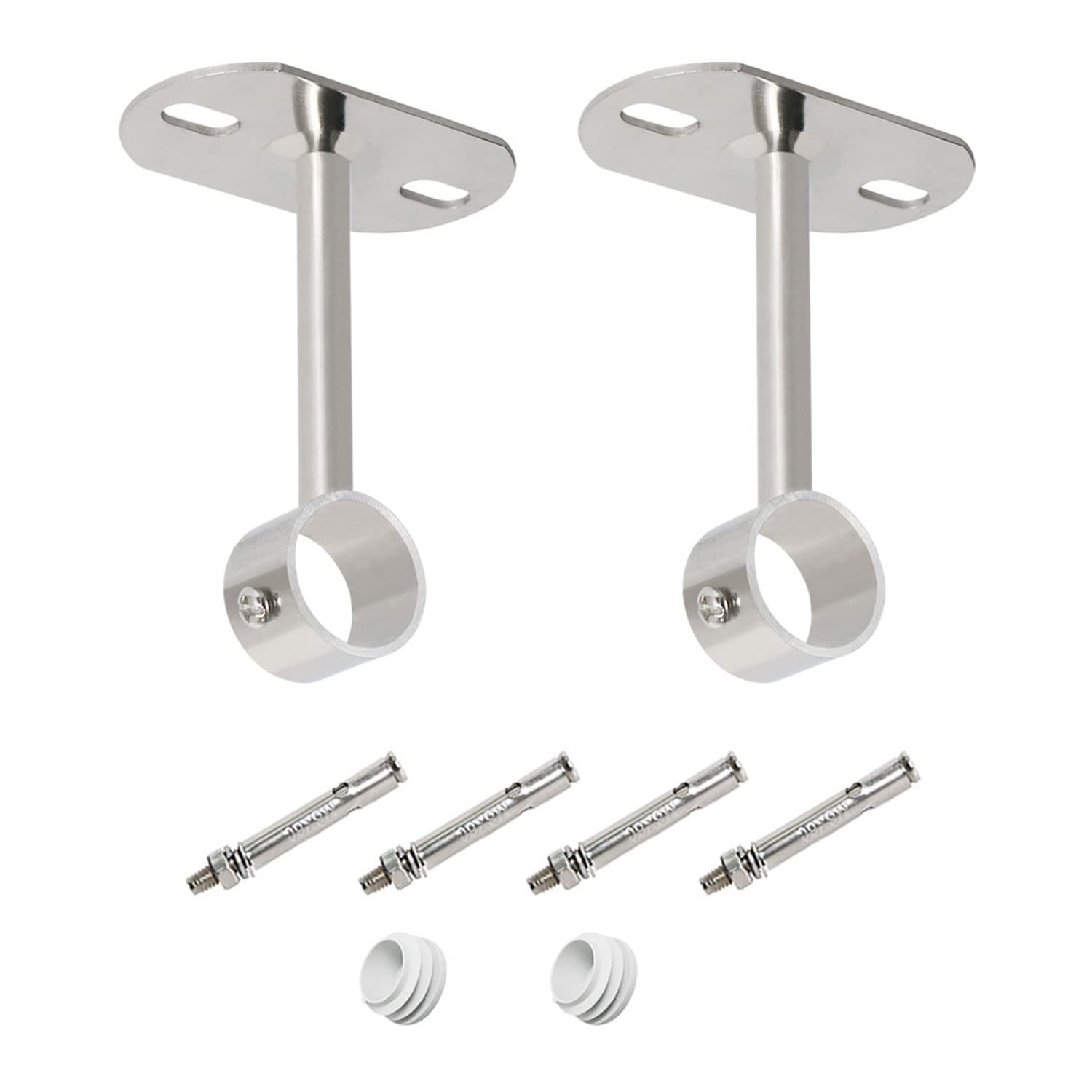 Ohamtes 2Pcs ID25mm (1"), L100mm, Clothes Rail mounting Bracket, Shower Curtain Closet tie Rod Support Frame, Curtain Rod Flange Socket, Suitable for