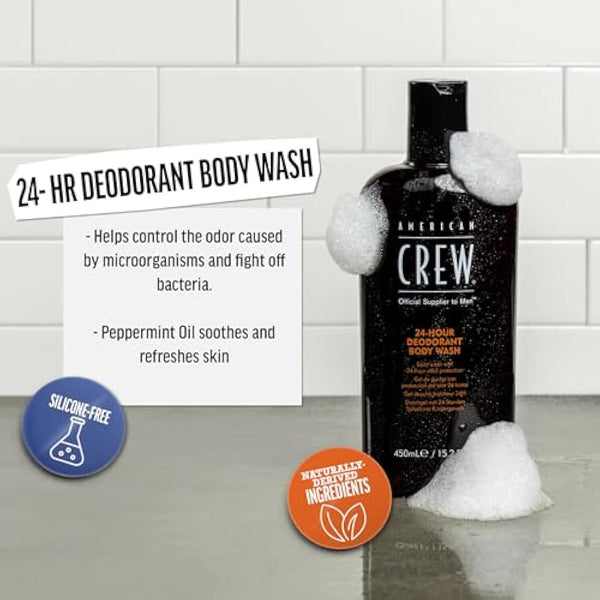 American Crew 24 Hour Deodorant Body Wash, Tea Tree, 450 ml