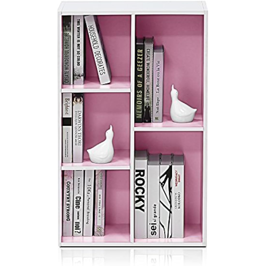 Furinno Luder 5-Cube Reversible Open Shelf, White/Pink