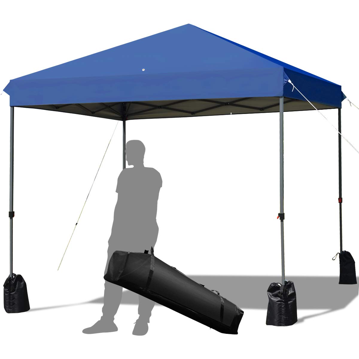 COSTWAY 2x2M/2.5x2.5M Pop up Gazebo, 3-Position Height Adjustable Commercial Instant Canopy Tent with Carry Bag, Garden Patio Sun Shelter for Camping Barbecue Party（250 x 250cm, Blue）