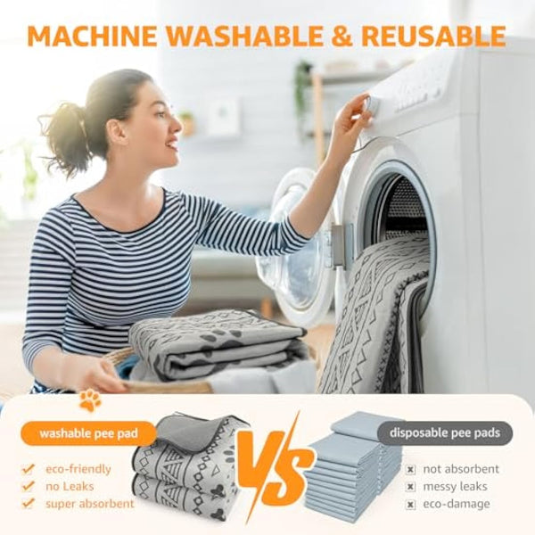 PICK FOR LIFE Reusable Puppy Pads, 2 Pack Washable Puppy Pads, Super Absorbent Leak-Proof and Non-Slip Dog Mat Pee Pads for Dog, Fast Drying Training Pads for Home, Playpens, Crates, Car - 122x122cm