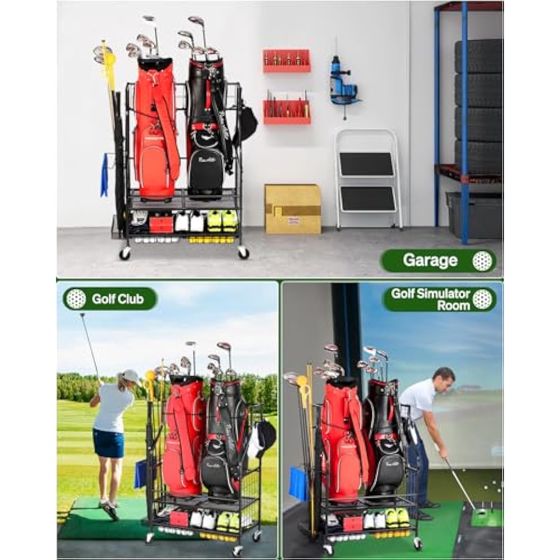 FHXZH Golf Bag Storage & Organizer - Extra Large Rack for Garage, Shed, Basement