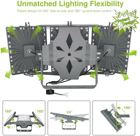 STASUN LED Floodlight Outdoor, 150W 15000LM Super Bright Security Lights with Wider Lighting Angle, 6000K Adjustable LED Spotlight, IP65 Waterproof Outdoor Light for Yard, Court, Street, Parking Lot