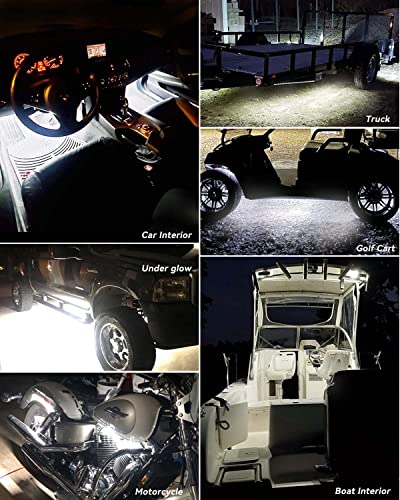 Motorbike Underglow 12V Led Strip Lights Neon Interior Car Lights Connectable Red Led Light Strips 12V for Cars Interior Lights Boat Marine Trucks 4Pack(60cm/24" Red)