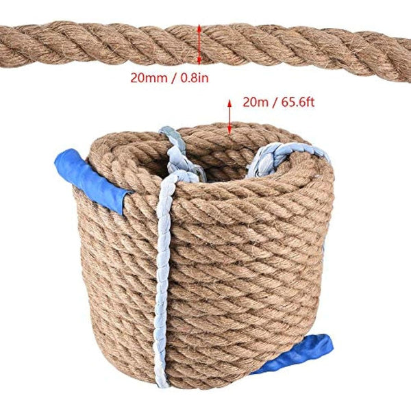Alomejor 20m Jute Rope Natural Jute Climbing Rope Twine String for Tug-Of-War Competitions Packaging Bundling