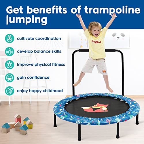 38" Kids Trampoline with Foldable Bungee Rebounder and Safety Padded Cover Mini Trampoline for Indoor and Outdoor use (Green)