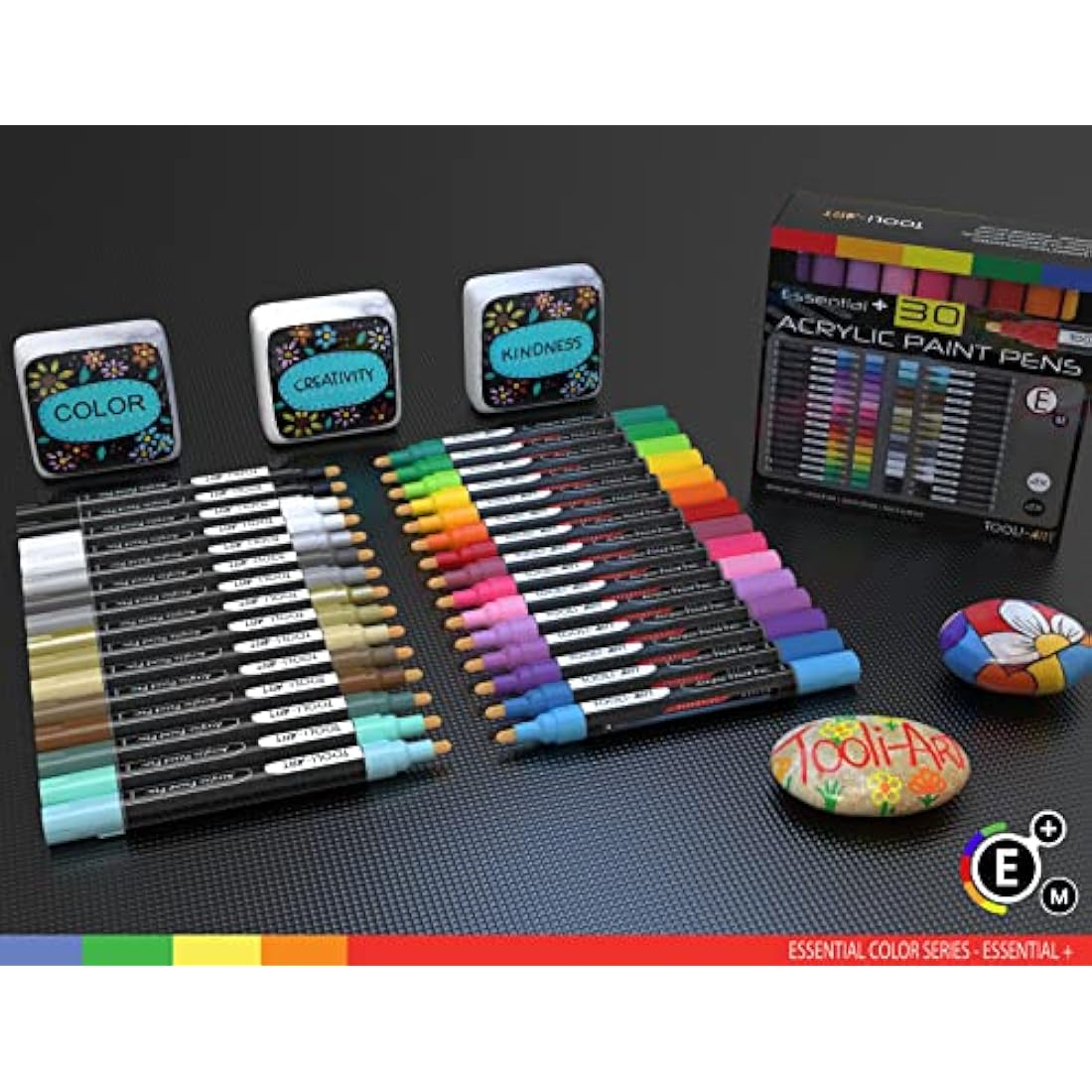 Acrylic Markers, Paint Pens Assorted Vibrant Markers for Rock Painting, Canvas, Glass, Mugs, Wood, Ceramic, Fabric, Metal, Scrapbooking. Non Toxic, Quick Dry, Multi-Surface, Lightfast (MEDIUM)