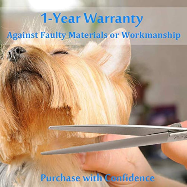 JASON 8" Straight Dog Grooming Scissors Pets Grooming Shears Premium Cats Trimming Kit with Offset Handle and a Jewelled Screw