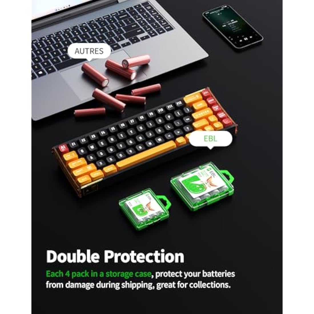 EBL 24pcs AA AAA NiMH Rechargeable Batteries, 12 x 2800mAh AA Batteries bundle with 12 x 1100mAh AAA Batteries