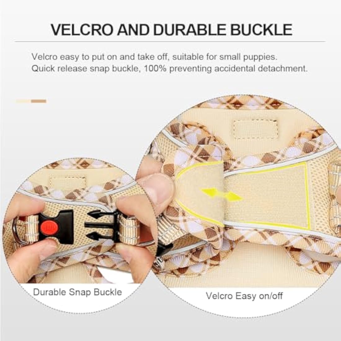 DORAMIO Step-in Dog Harness and Leash Set, Soft Mesh No-Chock Reflective Breathable Easy Walk Lightweight Vest Harnesses with Safety Buckle for Small Dogs, Cats, Puppies (Beige Yellow, S)