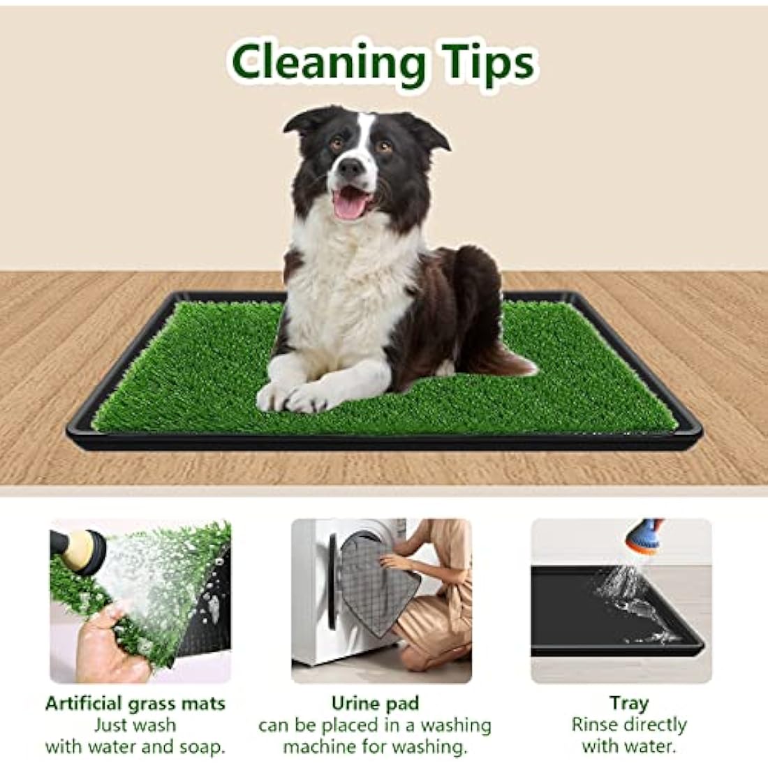 Embellbatt 60 * 90CM Dog Grass Pad with Tray, Dog Potty Grass for Puppy Training, Artificial Fake Grass for Dogs to Pee on Indoor Outdoor Dog Training Floor Protection Trays