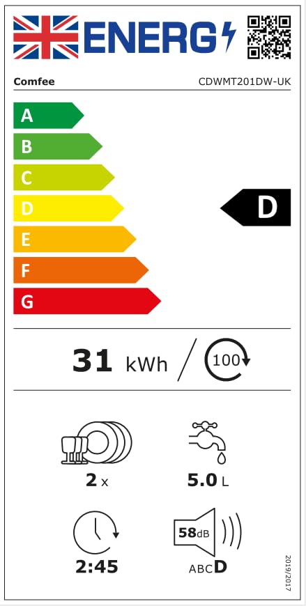 COMFEE' Table Top Dishwasher with 6 Place Settings, Mini Countertop Dishwasher for Small Families, Couples, LED display, Delay Start, 47dB Quiet Noise, White