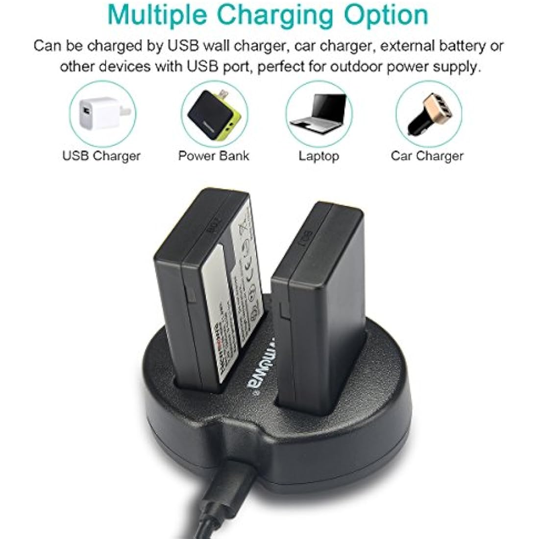 Newmowa D-Li109 Replacement Battery (2-Pack) and Dual USB Charger for Pentax D-Li109 Pentax K-R KP K-30 K-50 K-500 K-S1 K-S2