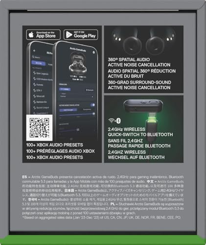 SteelSeries Arctis GameBuds for PS5 - Wireless Gaming Earbuds - 2.4GHz + BT 5.3 - ANC/Transparency - IP55 Water Resistant - 40H Battery - Wireless Charging - PS5, PC, Switch 2, Mobile - White