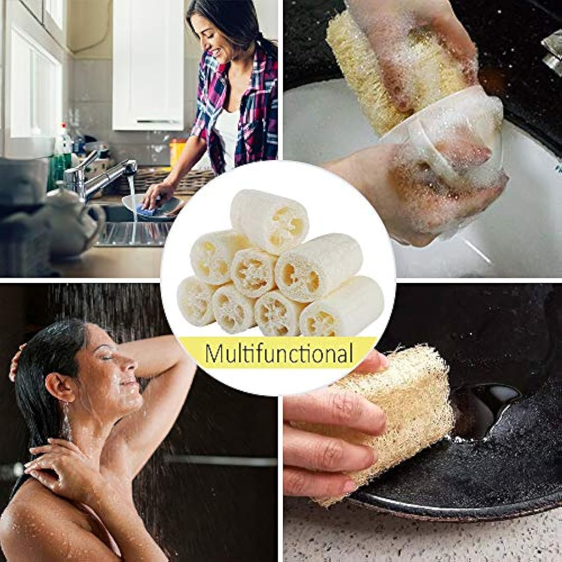 8pcs Organic Loofah Sponge, Natural Loofah Sponge, Organic Luffa, Organic Sponge Bath for Shower Scrubbing and Kitchen Cleaning(6 * 10cm)