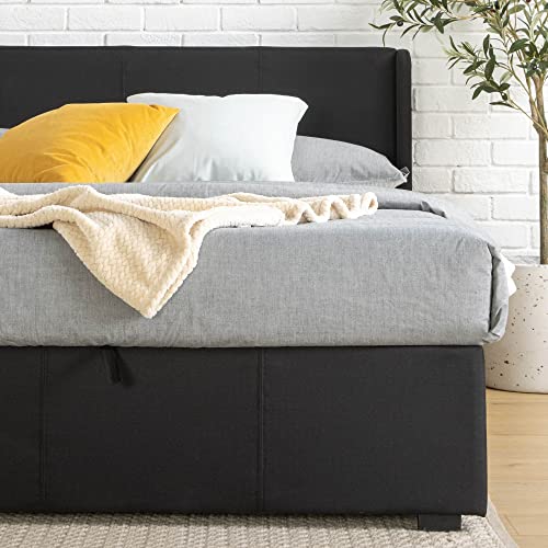 Zinus Maddon Double Bed frame - Bed 135x190 cm - 31 cm Height with Underbed Storage - Upholstered Platform Bed frame - Black