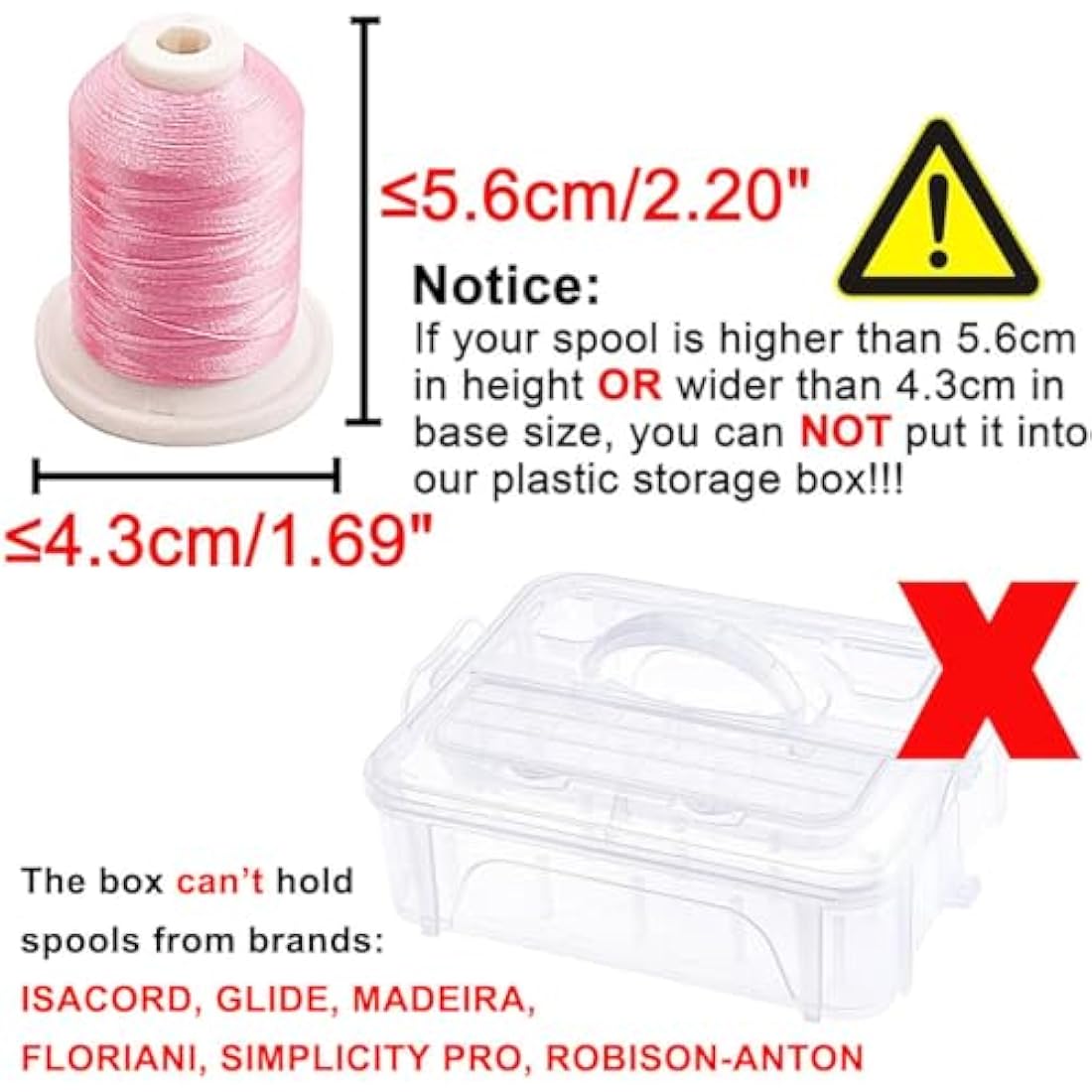 New brothread 4 Layers Stackable Clear Storage Box/Organizer for Holding 80 Spools Home Embroidery & Sewing Thread (Spool Size Requirement: Height≤5.6cm; Width≤4.3cm)