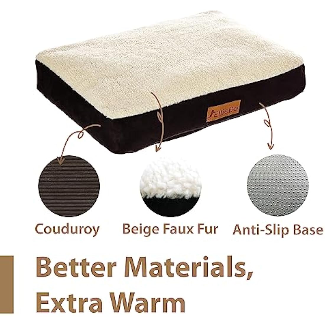 Ellie-Bo XL Dog Bed for 42-inch Dog Cage/Crate - Black Faux Suede/Sheepskin