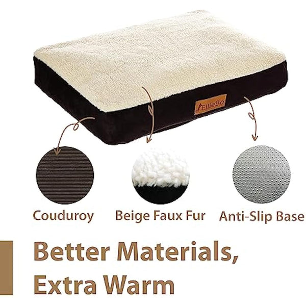 Ellie-Bo XL Dog Bed for 42-inch Dog Cage/Crate - Black Faux Suede/Sheepskin